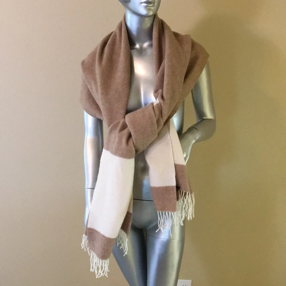 Eileen Fisher Italian Wool blend Striped Blanket Scarf